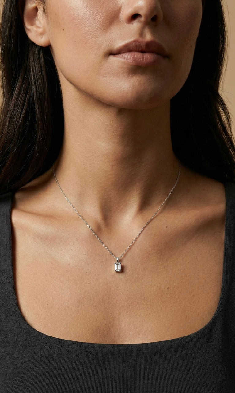 moissaniet hanger | Emerald | Zilver