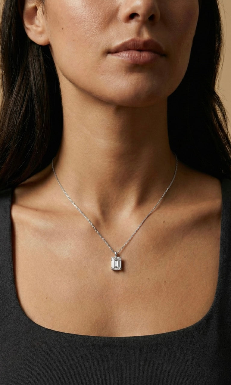 moissaniet hanger | Emerald | Zilver