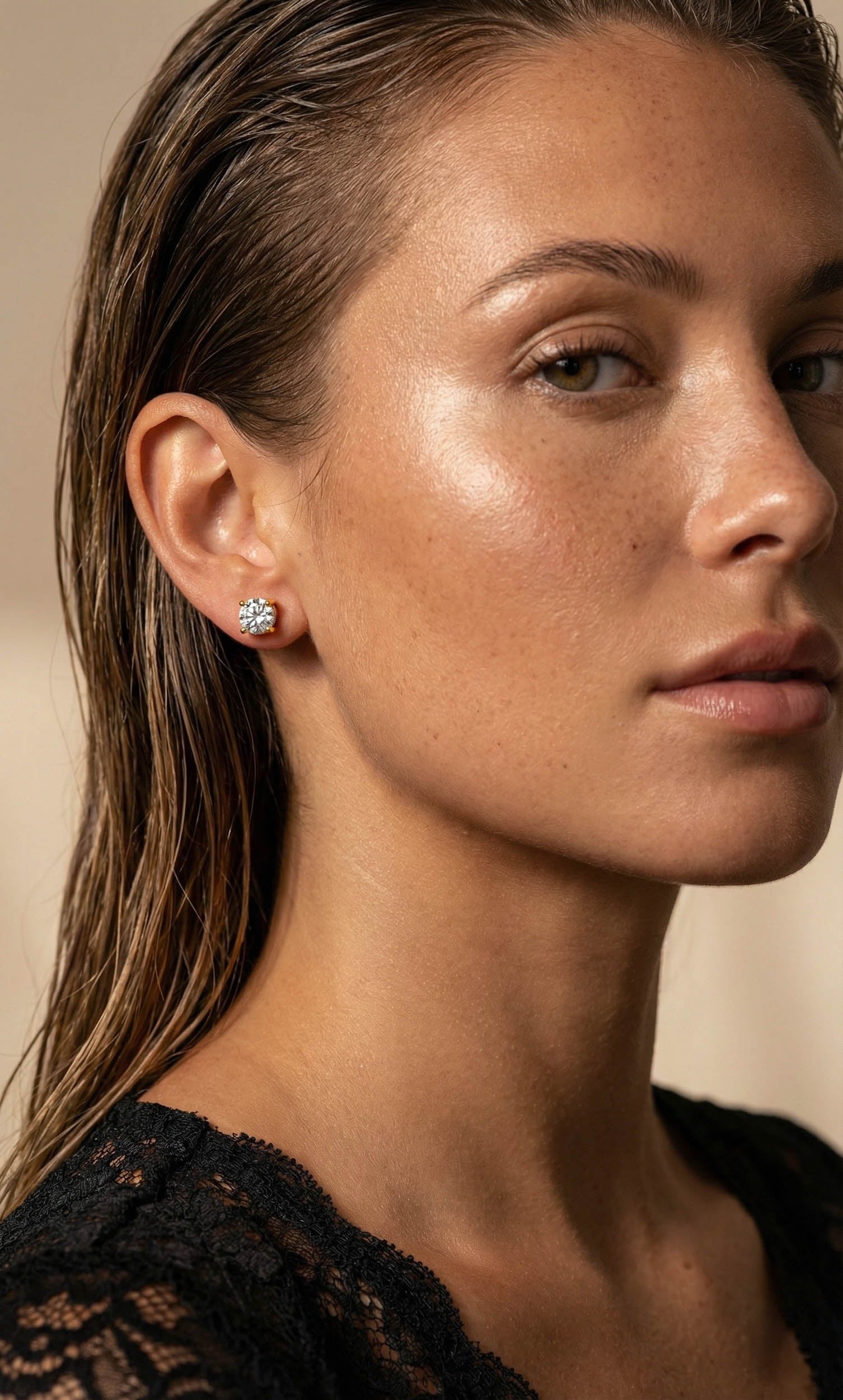 Moissaniet oorbellen | Rond | Goud | schroefsluiting