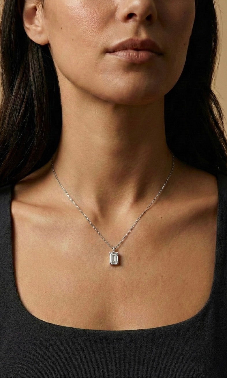 moissaniet hanger | Emerald | Zilver