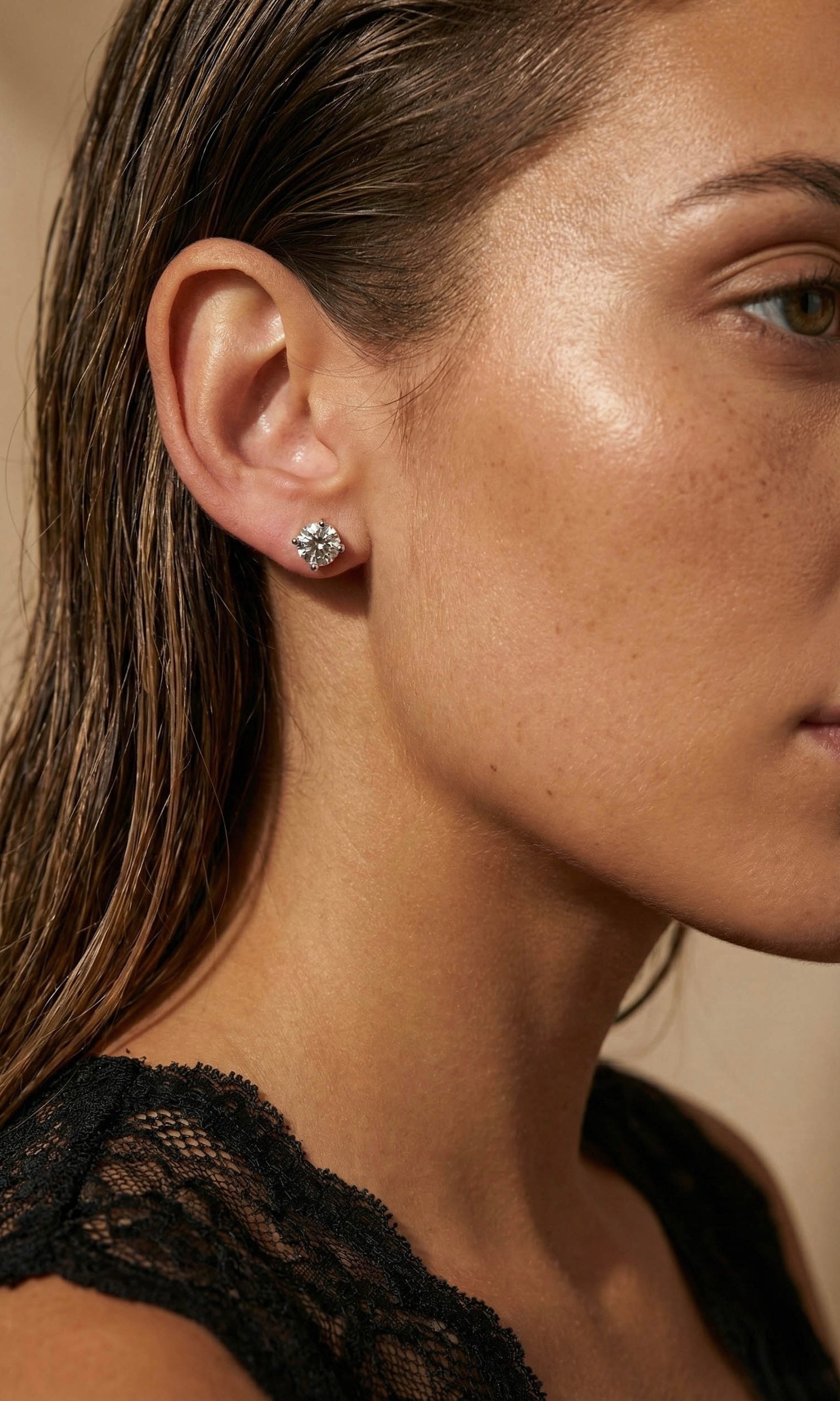 Moissaniet oorbellen | Rond | zilver | vlindersluiting